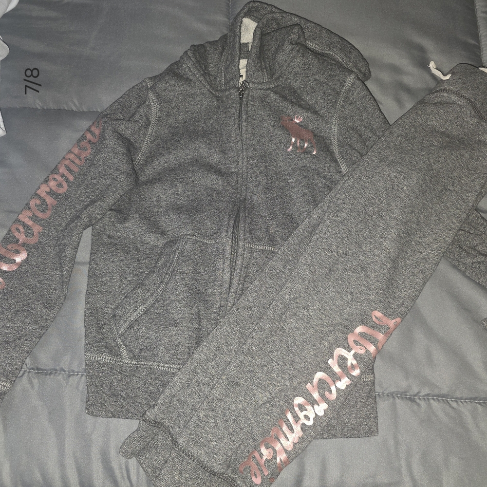 Abercrombie & Fitch Kids Hoodie in Gray with Pink Logo